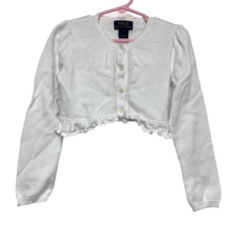 PRL Girls White Long Sleeve Cardigan